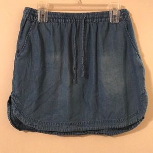 Drawstring Denim Skirt